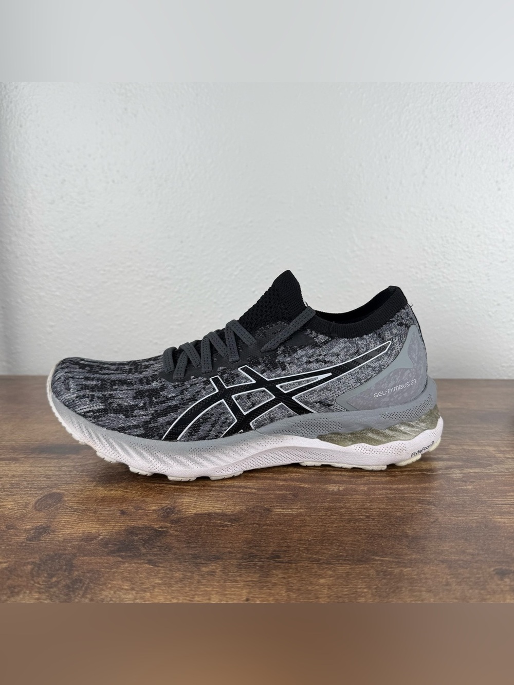 ASICS GEL-Nimbus 23 Knit Gray Sheet Rock/Black Womens 8.5